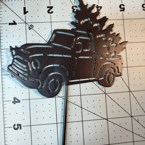 Pick Up Truck Christmas Tree Yard Stake Black Metal 17 Inch Holiday Time - Picture 6 of 8